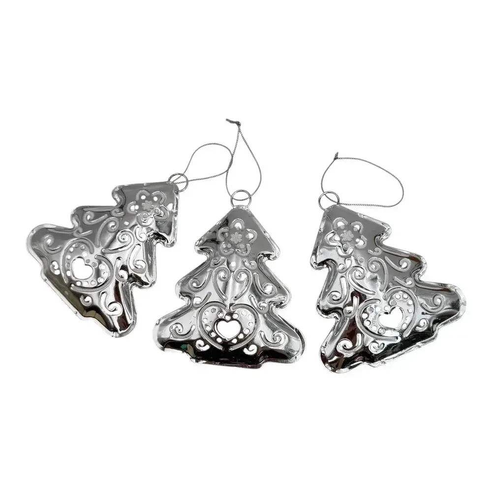 3 - Silver Tone Lightweight Decorative Christmas‎ Tree Ornament 4.5